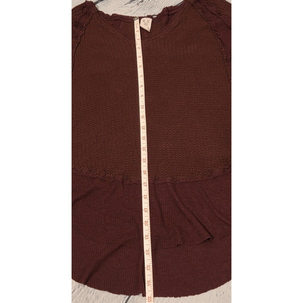 We The Free Thermal Waffle Knit Long Sleeve Tunic Top Oversized Maroon XS - Picture 7 of 9
